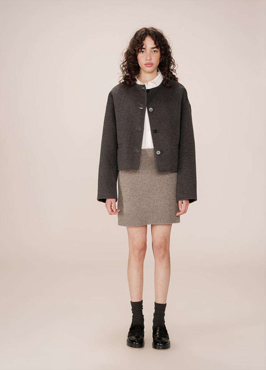 羊毛混紡短大衣